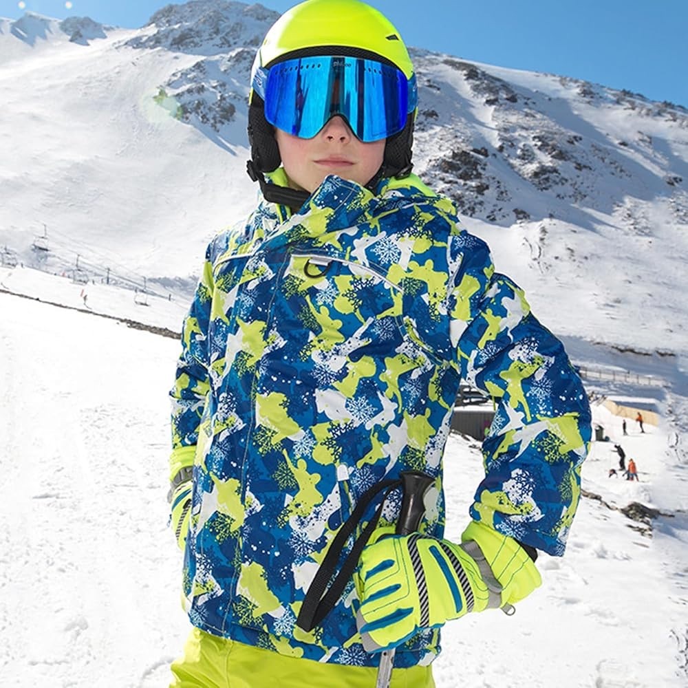 Phibee Big Boy's Waterproof‎ Breathable Snowboard Ski Jacket blue yellow white